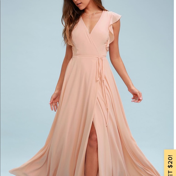 blush wrap maxi dress
